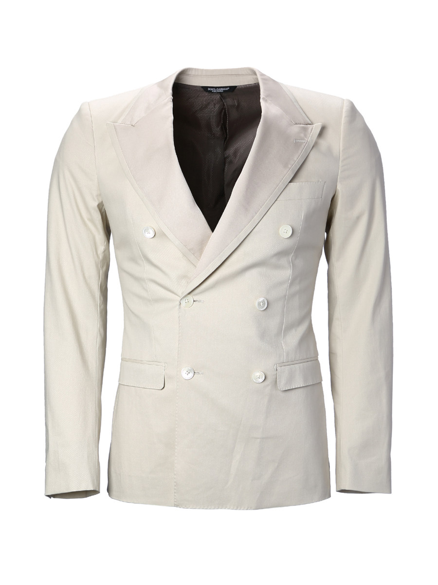 Dolce&Gabbana 卡其色大枪驳领双排扣西服