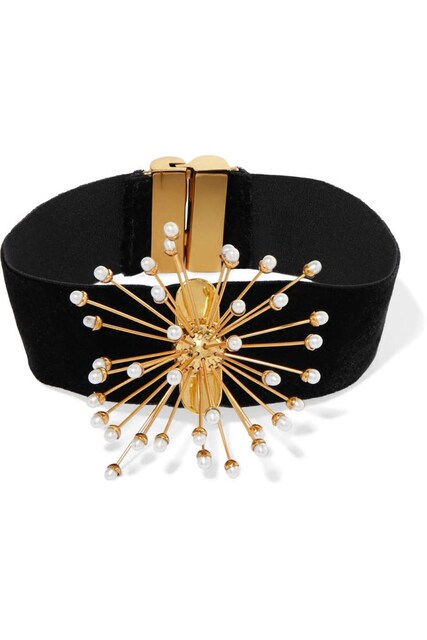Ellery Rainbow Wheels Velvet, Gold-Plated, Pearl Choker-Style Necklace Discount