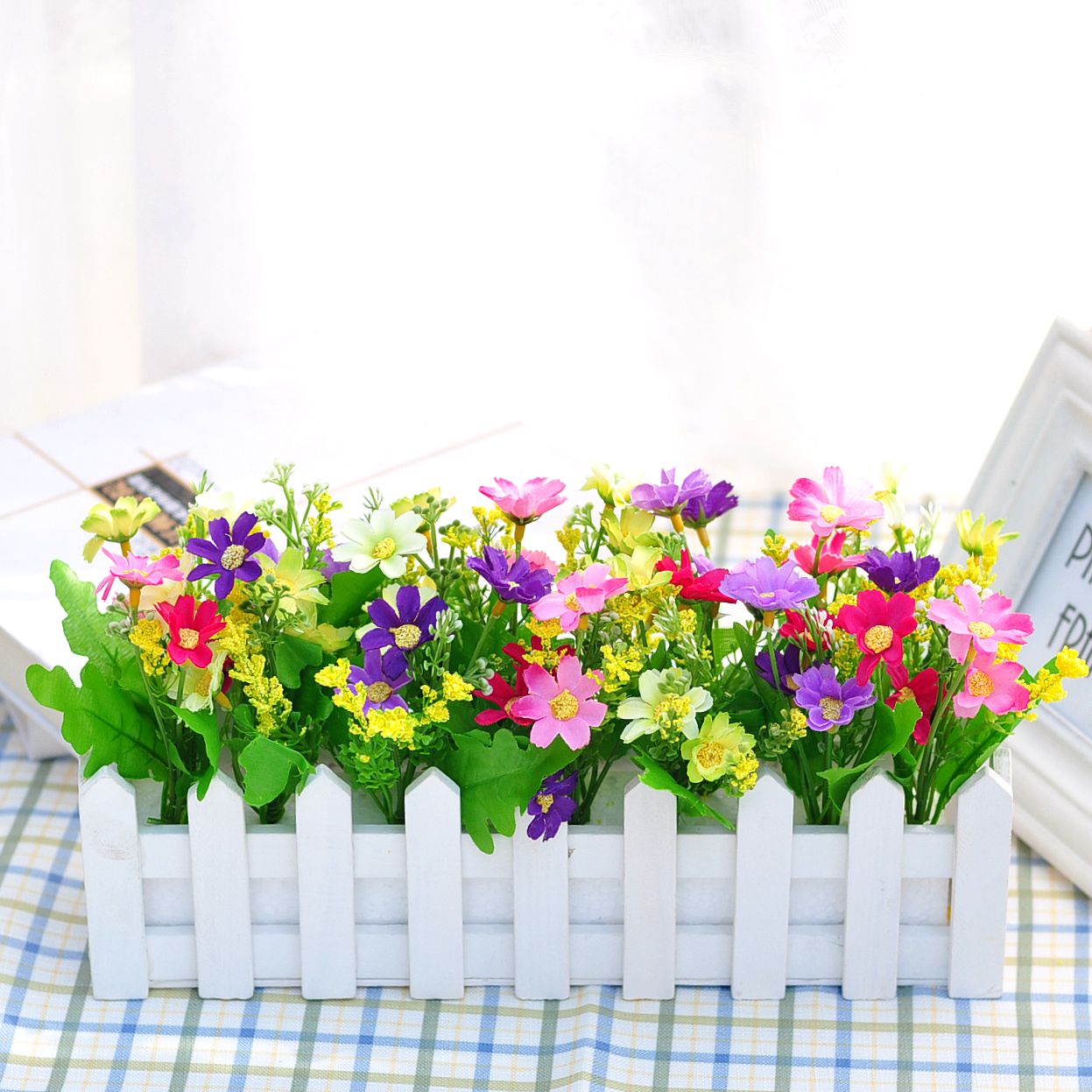 Swing piece solid wood fence flower suit emulated flower fake flower decoration flower finished silk flower hops chamomile chamomile small wild chrysanthemum