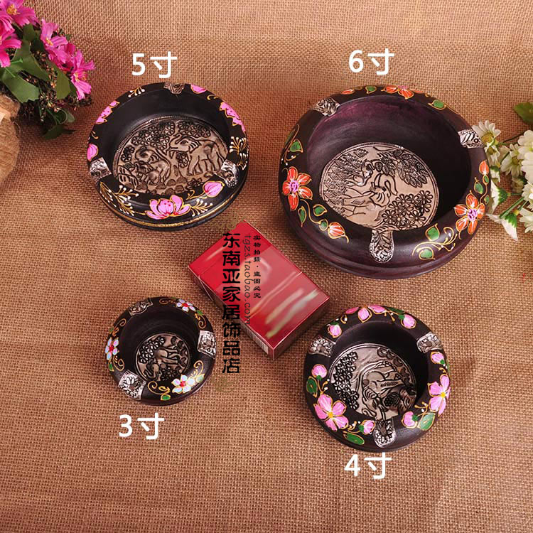Personality Creative Thai Solid Wood Tobacco Cylinder Fashion Retro Elephant Cigarette Ash Tray Big Gift High-end Furnishing