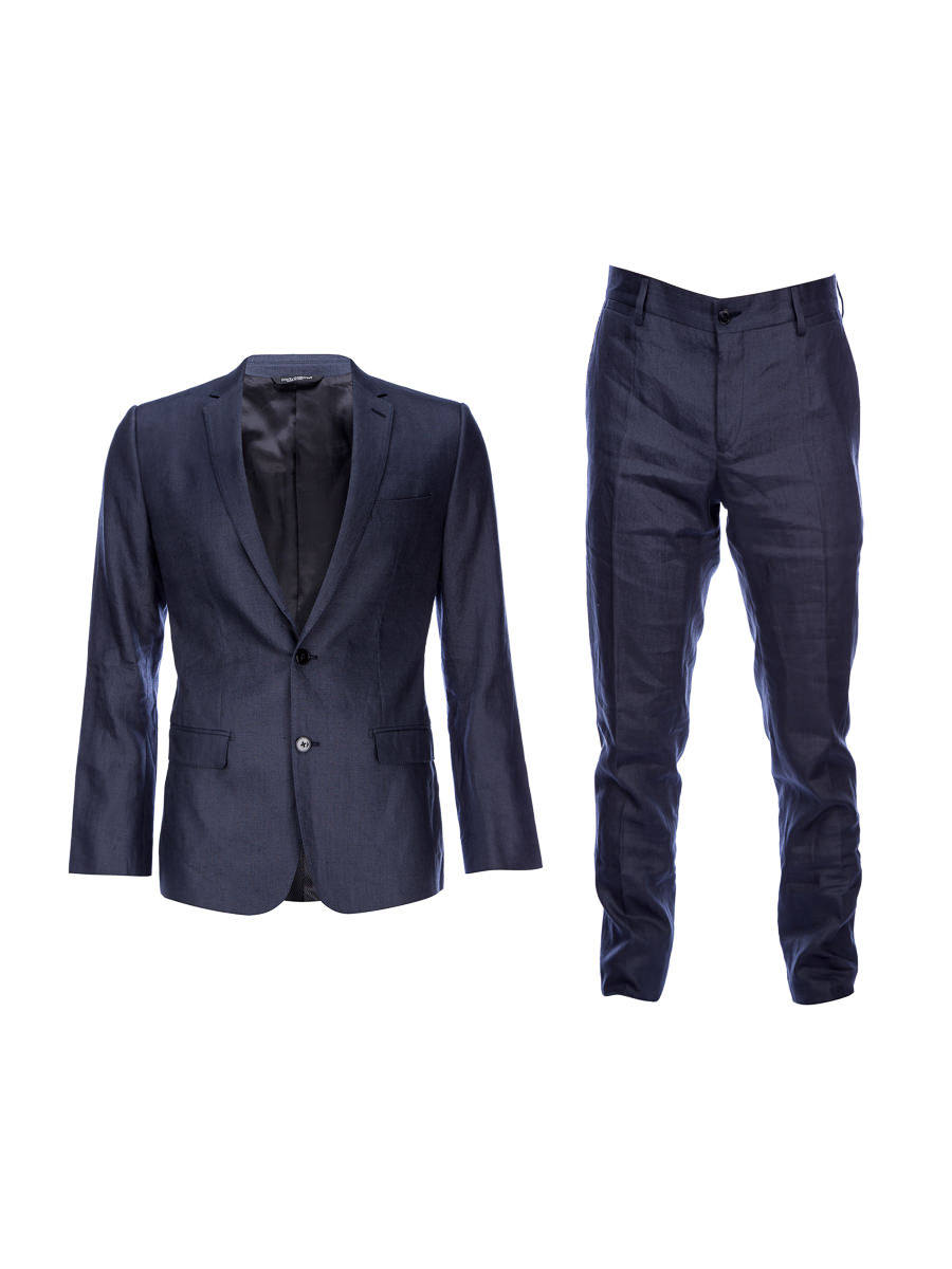 Dolce&Gabbana 蓝色平驳领两粒扣西服套装