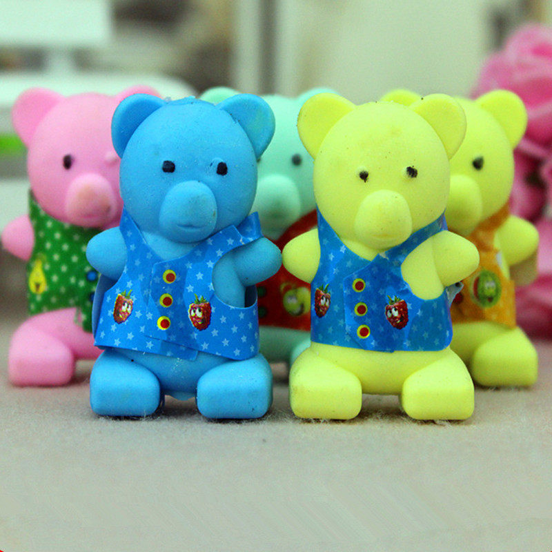 Japanese and Korean creative stationery wear clothes bear animal eraser students super-dry rubber Children's Prize supplies