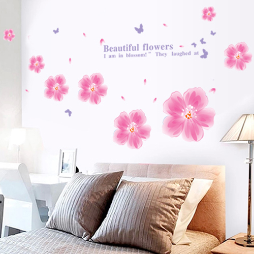 Living room TV background wall decoration stickers fashion warm bedroom bedside romantic flowers removable wall stickers