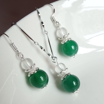 The beauty of ancient rhyme natural agate wangjiawang business Eight Square come financial jade earrings pendant necklace 925 silver hook earrings