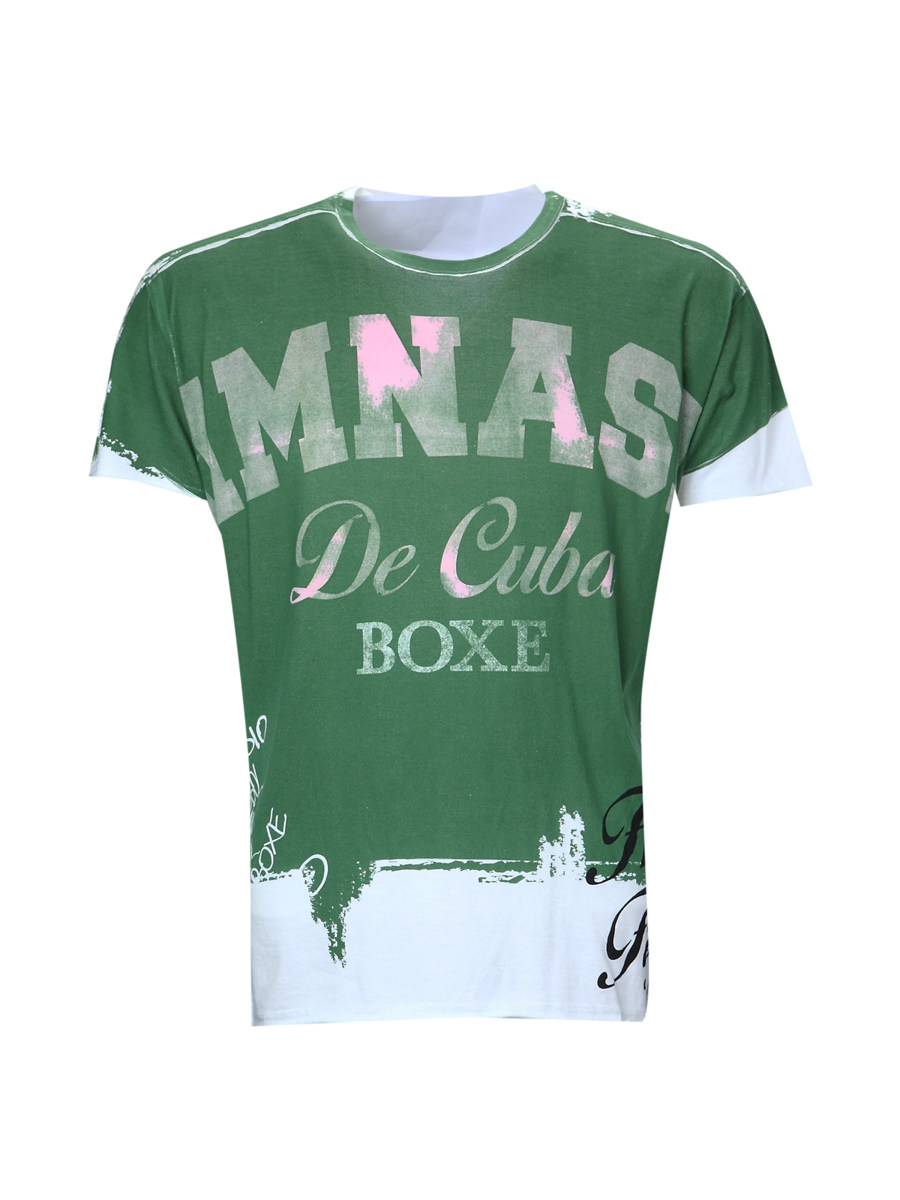 Dolce&Gabbana 白色拼绿色圆领字母印花短袖T恤