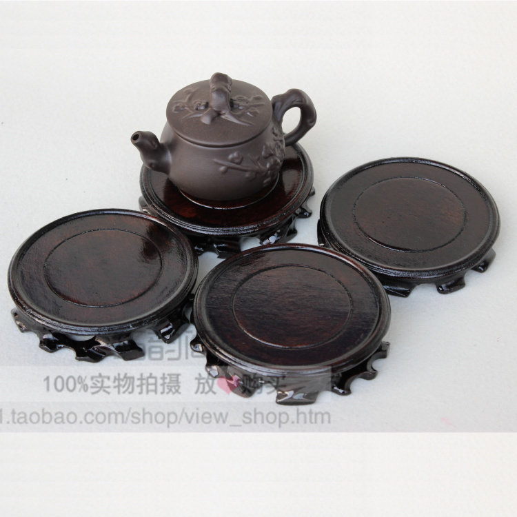 Wood Carving Pendulum base solid wood chided stone seat Teapot Purple Sand Pot Base Bonsai Vase Underset round special price