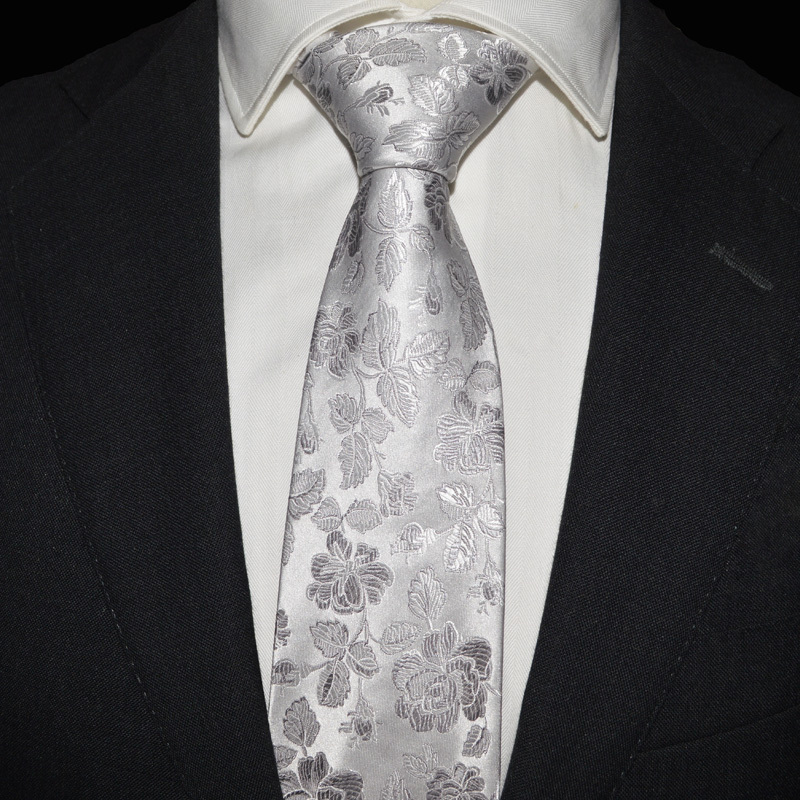 Ptah Atum Banquet Tie Business White Patterned Silk Formal Wedding Tie Fashionable Men's Tie