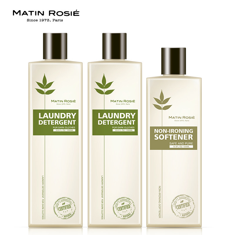 高浓缩深色护色洗衣液1L*2瓶+500ML免烫柔顺剂