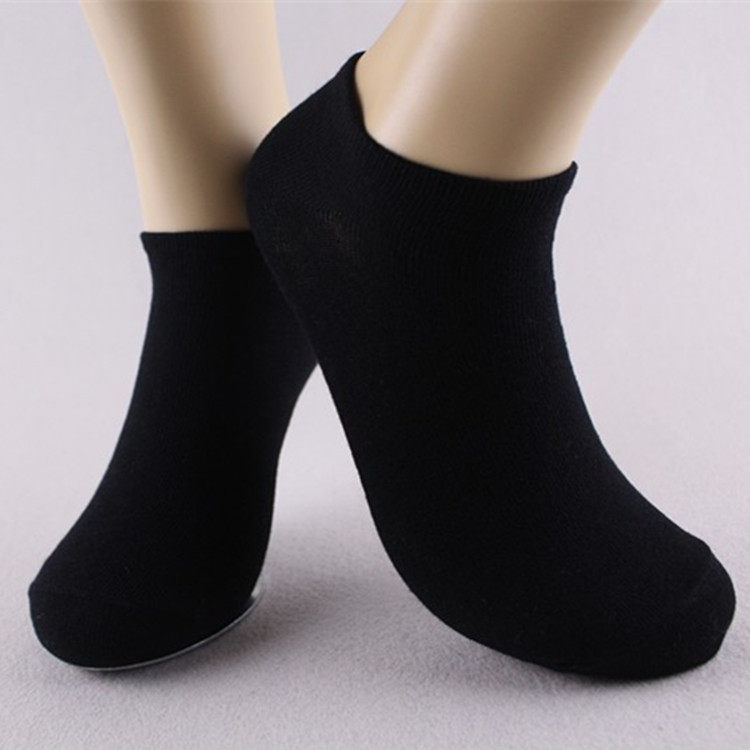 New Original Single Short Drum Cotton Socks Summer Pure Cotton Men Socks Pure Color Black Light Mouth Boat Socks Low Help Short Socks 39-42