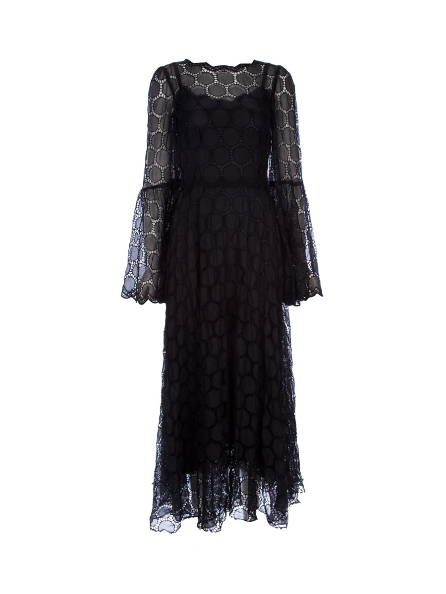 Dolce&Gabbana 黑色几何镂空蕾丝连衣裙