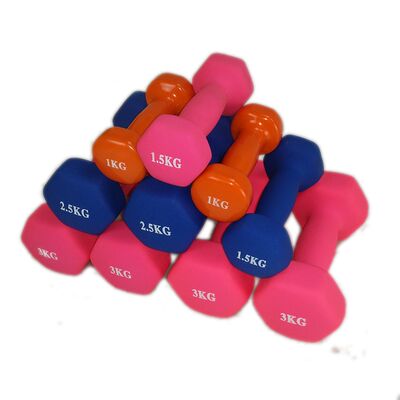 Free shipping dipped plastic small DUMBBELLS 1, ladies and children's arm-slimming home fitness equipment hexagonal frosted Dumbbells