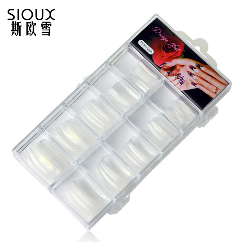SIOUX美甲工具 100片盒装美甲用品假指甲 透明指甲甲片美甲专用