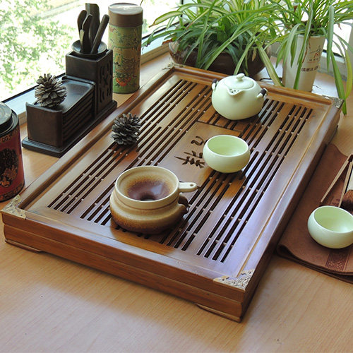Tea tray Drawer-style office Solid wood household tea table drain storage Wooden tea sea Kung Fu mini tea set drain tray