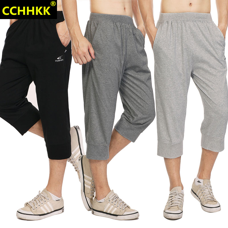 Summer Thin Sports Cropped Pants for Men, Loose and Fat, Breathable Cotton 7-Point Shorts, Casual Jodhpurs, Mid-Pants