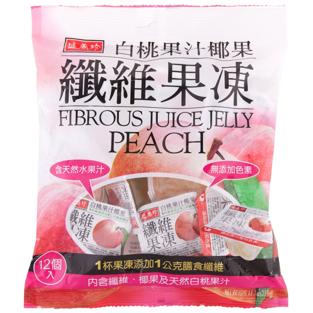 【天猫超市】台湾进口果冻 盛香珍纤维果冻（白桃口味）316g/袋