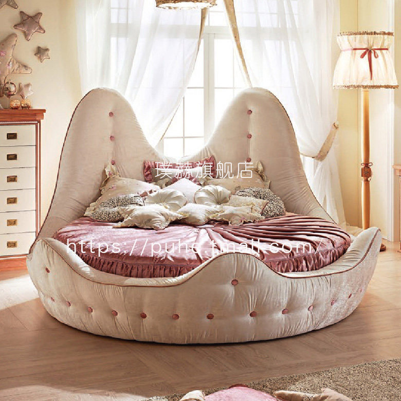 Eurostyle Round Bed Double Bed Princess Pink Cute Super Individuality Children's Bed Creative Girl Dream Double Custom