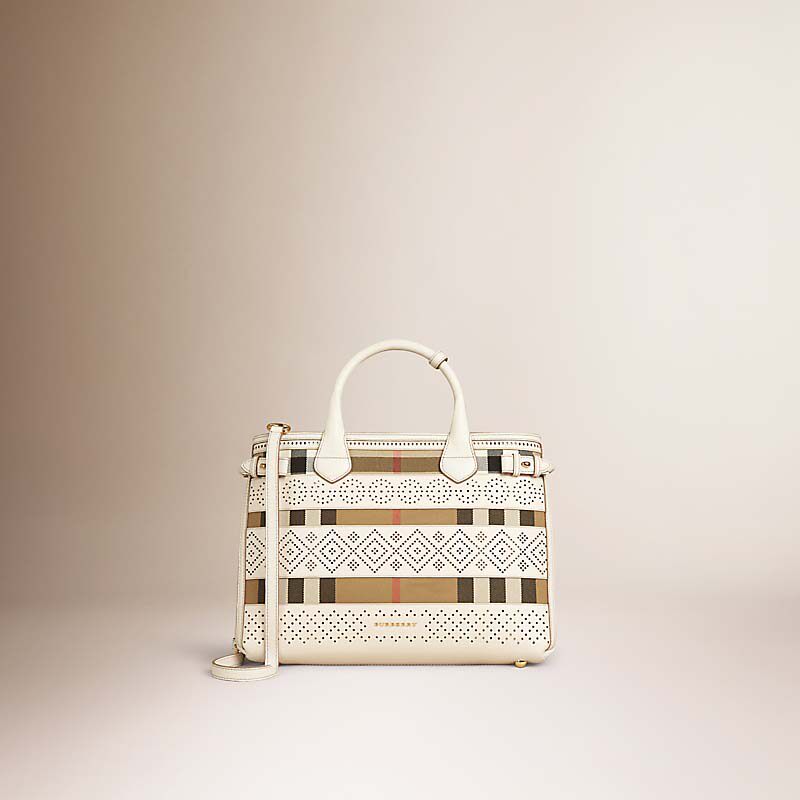 BURBERRY/博柏利The Banner中号House格纹拼皮革班纳手袋40035471