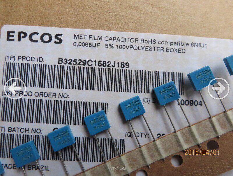 EPCOS 0 0068uf 100v 63V 6800PF 682 new film capacitor B32529C682J