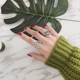 Nhật Bản và Hàn Quốc S925 sterling bạc nhẫn nữ phóng đại đoạn retro cũ mở điều chỉnh hoa nho lá lông nhẫn nữ mẫu nhẫn cưới đẹp 2020 Nhẫn