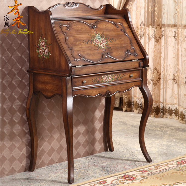 European-style laptop table American-style makeup table solid wood dressing cabinet classic secretary cabinet desk side books and newspaper racks