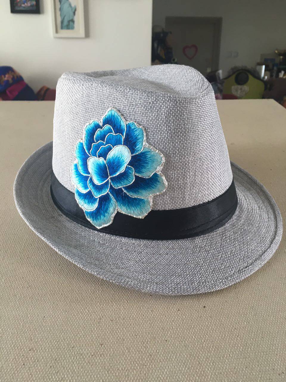 Cloud decoration totem original design women's hat national style hand embroidery retro literary fan topper wild women's hat