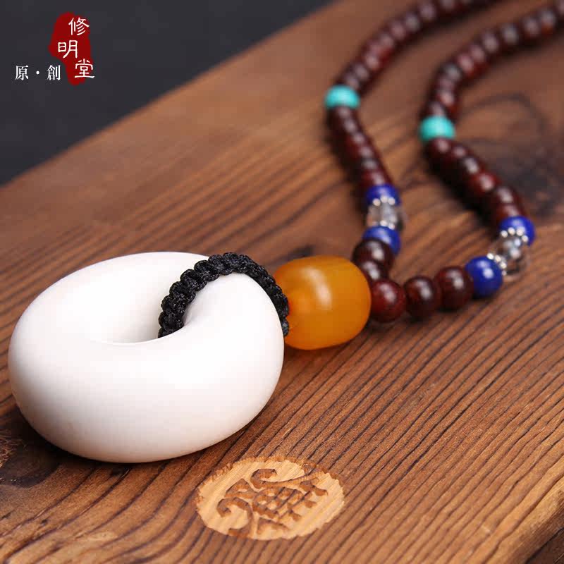 修明堂原创系列 高密度鹿角盘平安扣 大小号面包圈吊坠 男女佛珠