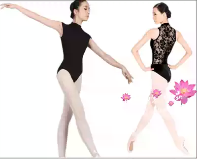2020 new dance practice uniform adult lace cotton female base training gymnastics uniform black ballet jumpsuit stand collar