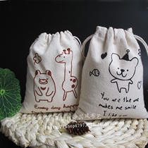 2020 original cloth bag drawstring bag bundle pocket Hot Korean version cute linen cartoon storage bag