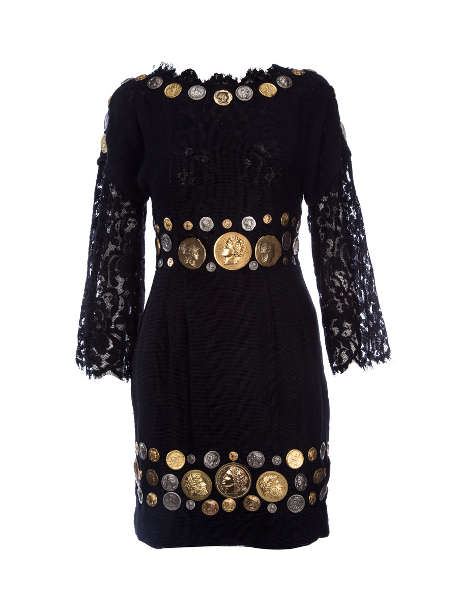 Dolce&Gabbana 走秀款 黑色钱币装饰轻礼服