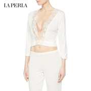 LA PERLA Bà MARGHERITA Bộ sưu tập Đồ ngủ Sản phẩm mới Thêu Hoa cắt cúp tay áo Pyjama