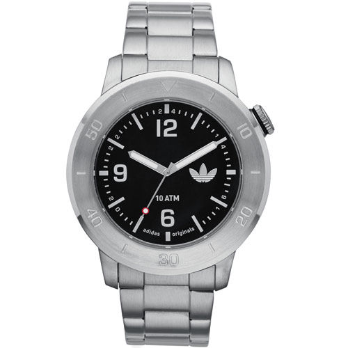 台湾官网直邮进口adidas Manchester 劲酷复古简约钢带腕表-银色