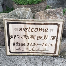 Wooden signature carving listed creative custom house card retro art shop pastoral simple wooden wooden card