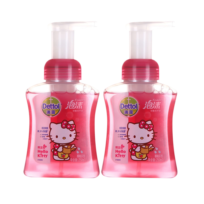 Dettol滴露健康抑菌泡沫洗手液樱桃芬芳hello kitty版250ml*2瓶