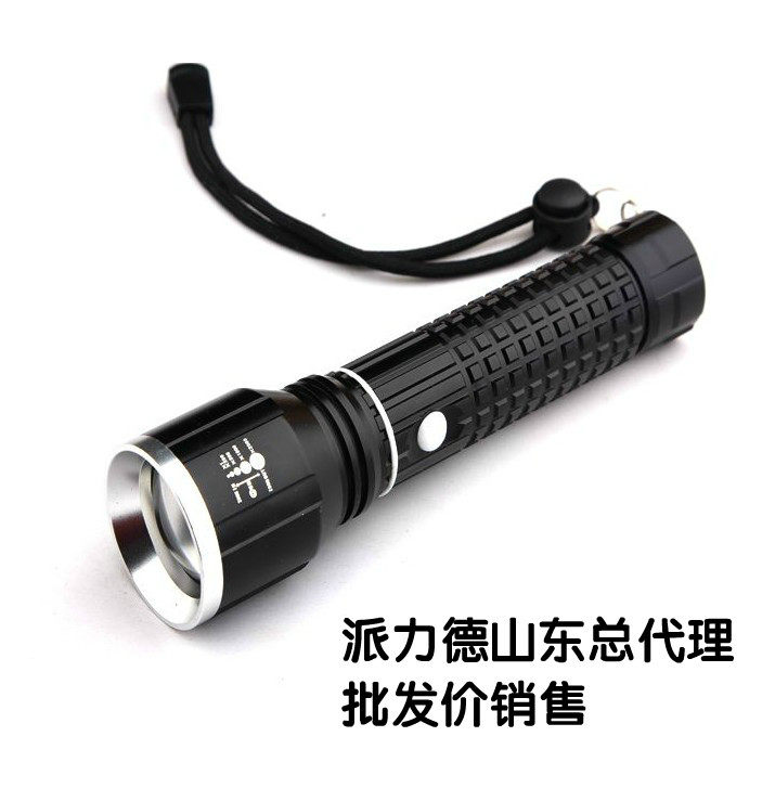 Pelider k360 charging intense light zoom flashlight far shot waterproof lack of electricity warning luminous switch T6 light bead