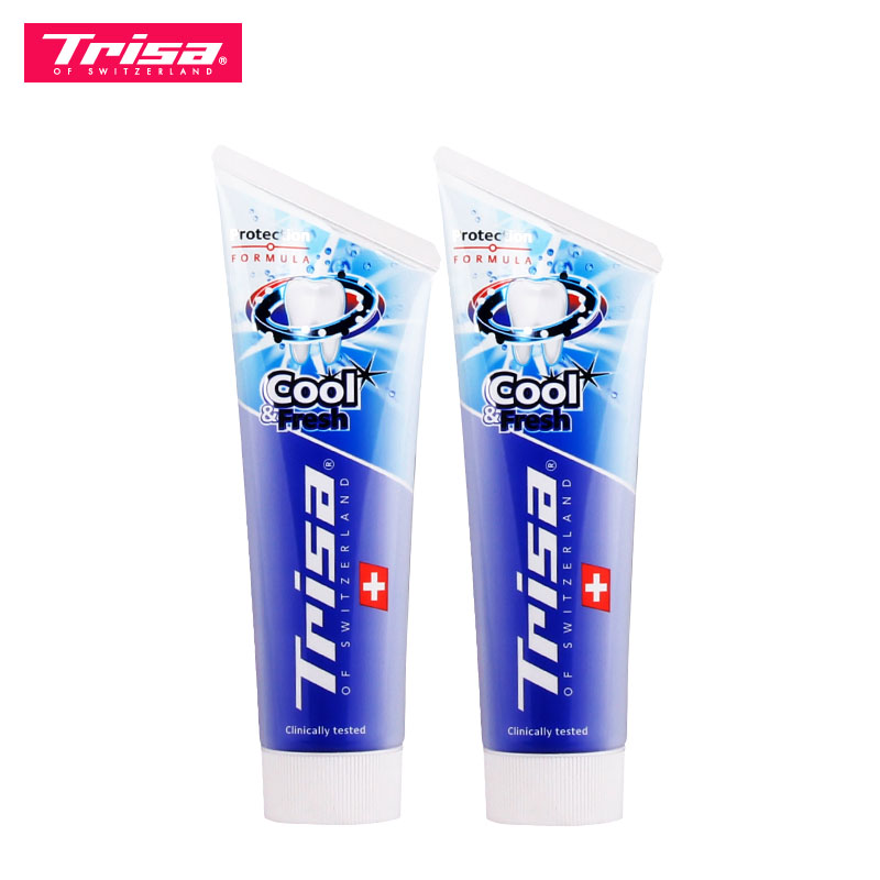 原装瑞士正品TRISA/瑞莎 爽健固齿牙膏75ml*2套装 去渍 呵护牙龈