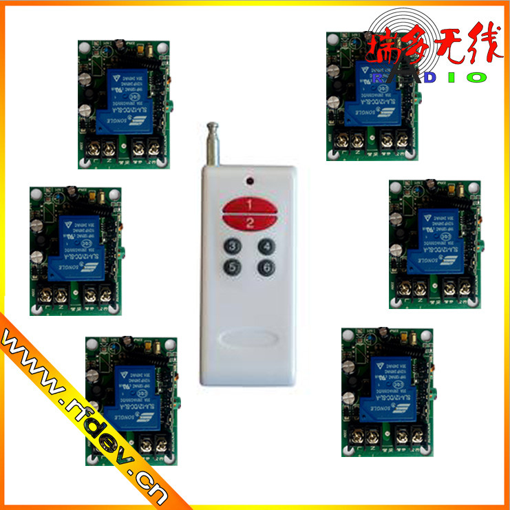 One tow 6-way 30A high-power remote control switch 24V30A200W-300W lamp motor switch