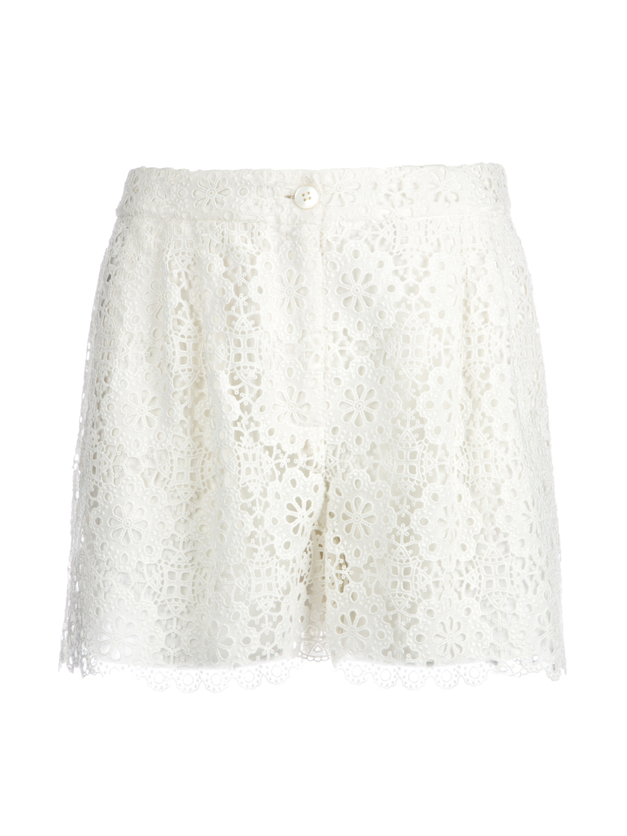 Dolce&Gabbana 白色蕾丝钩花高腰短裤