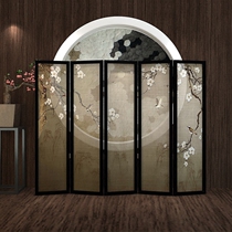 New Chinese solid wood screen partition living room fashion simple restaurant bedroom entrance hotel semi-transparent movable folding screen