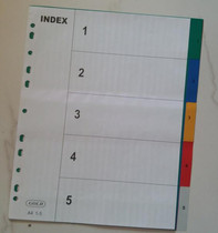 A4 11-hole 5-page PP color digital paging paper index paper slip paper 1-5 sorting paper index paper