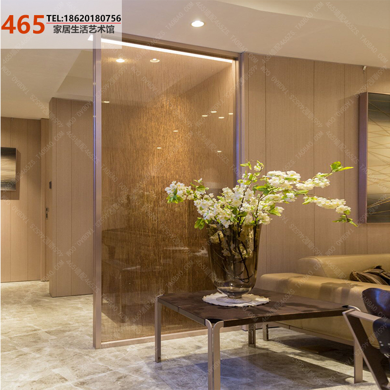 Modern minimalist New Chinese screen partition clip wire glass clip yarn glass clip silk glass