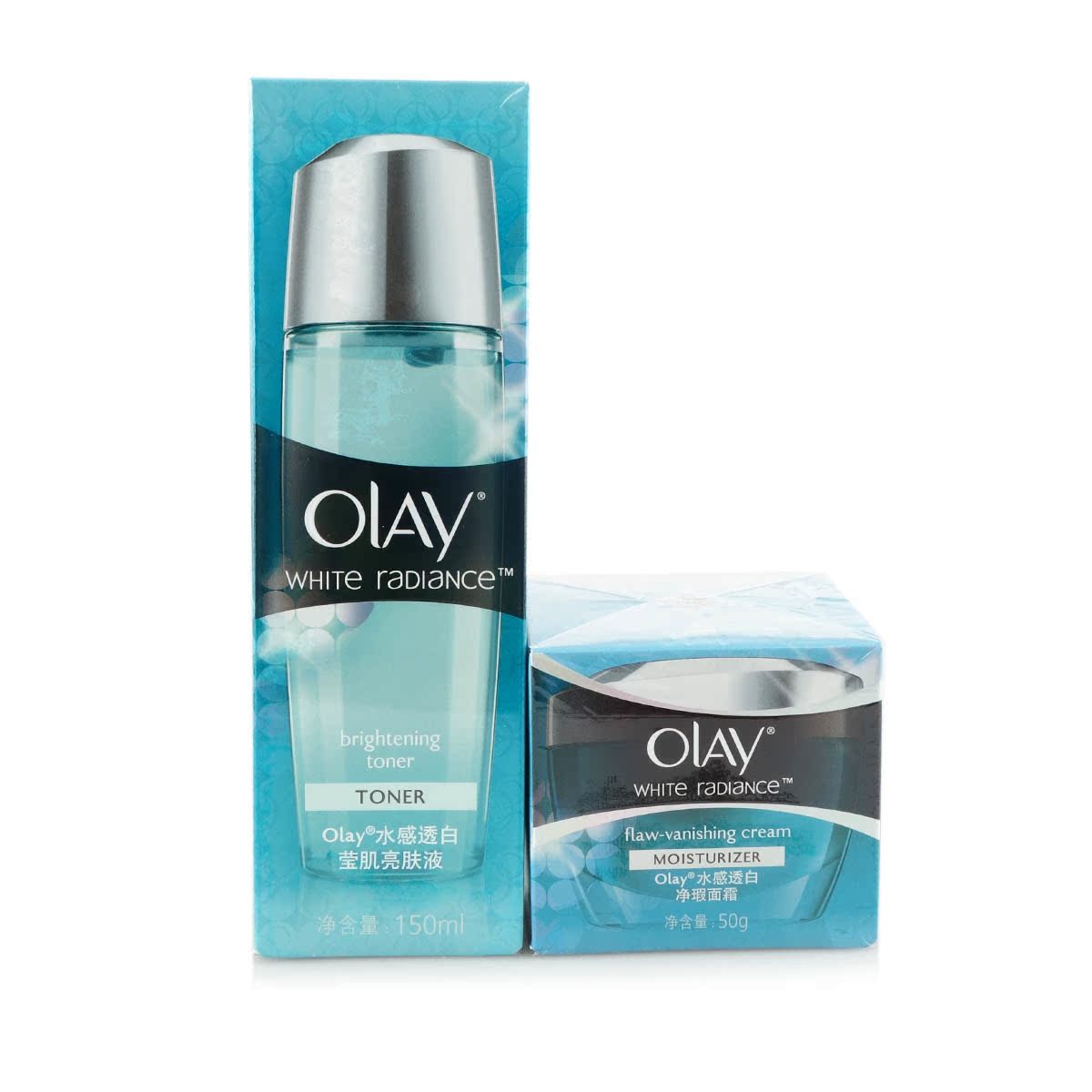 Olay/玉兰油水感透白莹肌亮肤液+净瑕面霜 补水爽肤水套装