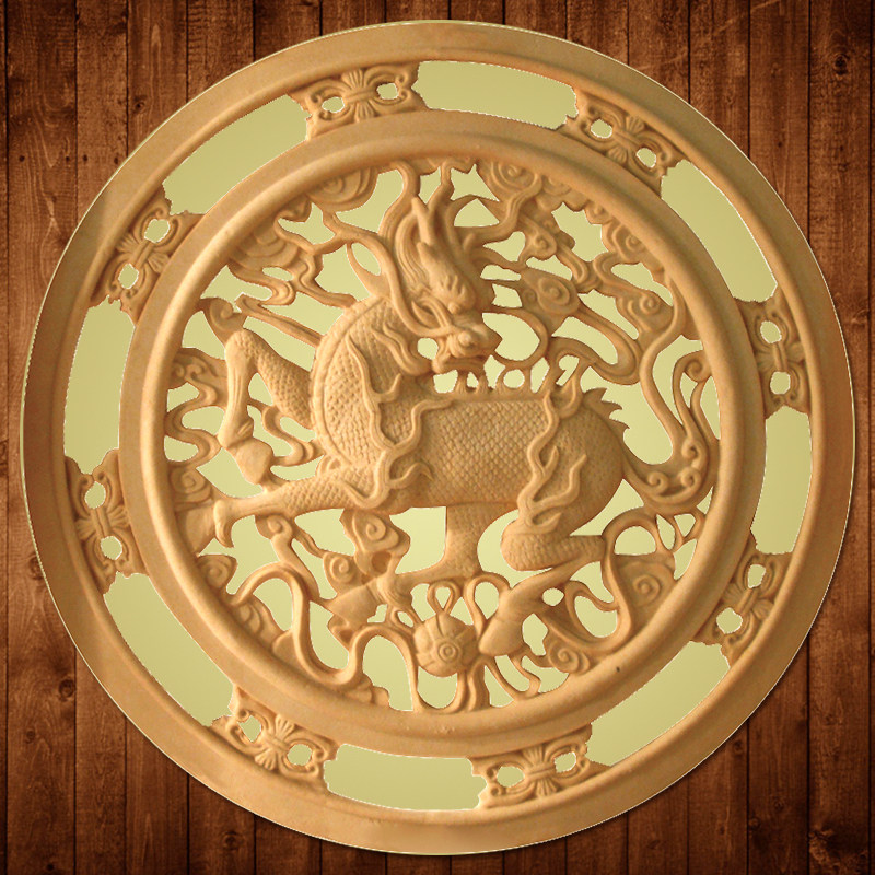 Artificial sandstone screen decoration culture stone relief hollow stereo basalt customized background wall Kirin transmitter plate