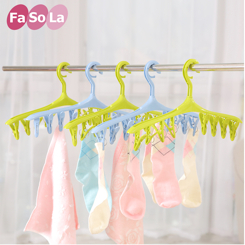 FaSoLa宝宝衣架婴儿晾衣架塑料晒衣夹挂衣夹内衣夹袜夹子防风衣架