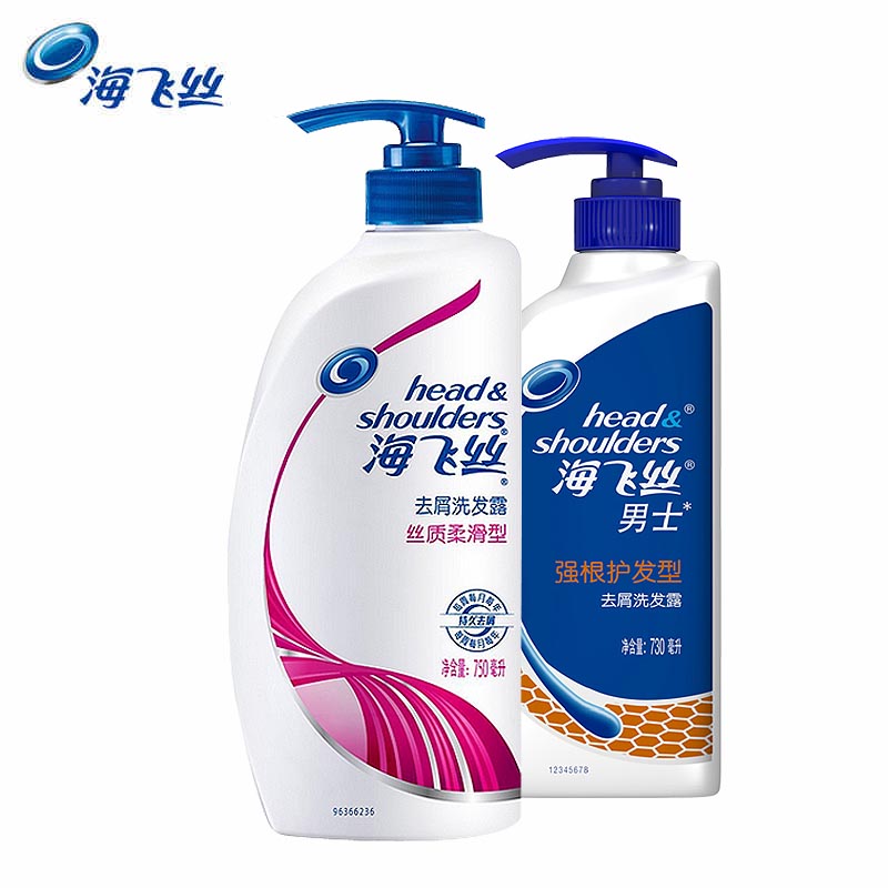 海飞丝去屑强根护发730ML+丝质柔滑750ML洗发水露