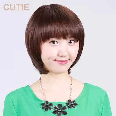 Jie drip wig short hair female bobo head new can Qi oblique bangs high temperature silk fluffy face repair short hair
