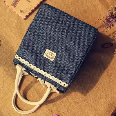 Cute fresh girls packed lunch box Hand bag fabric toilet bag insulation big lunch bag waterproof storage bag