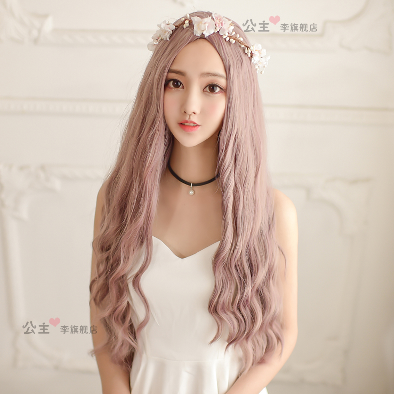 公主李假发头套女甜美可爱中分辫子长卷发蓬松逼真自然大头皮假发