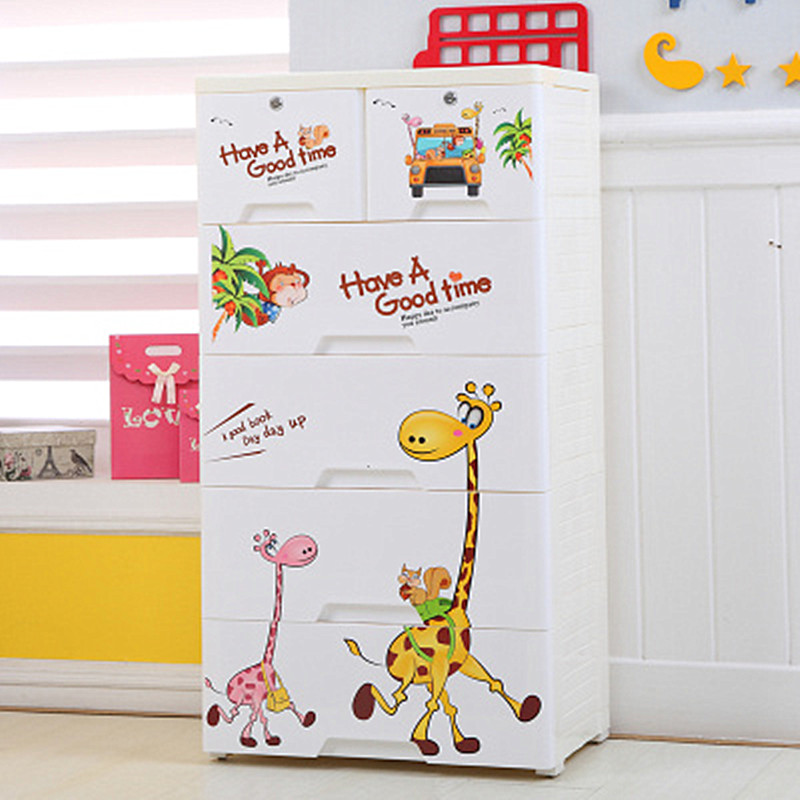 Large thick padded cartoon baby wardrobe plastic drawer type Children's storage cabinet Cabinet Cabinet