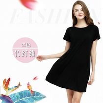 Clearance processing bamboo fiber womens half-sleeve casual home skirt short-sleeved nightgown