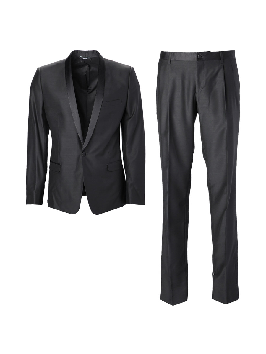 Dolce&Gabbana 黑色拼接青果领一粒扣西服套装